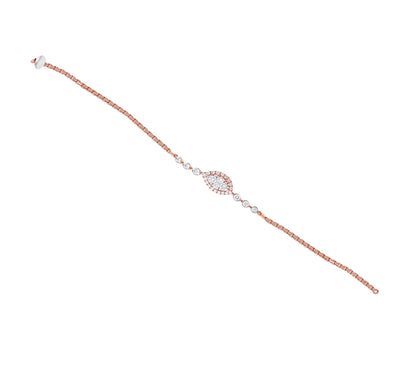 Marquis Shape Round Natural Diamond Rose Gold Bolo Bracelet