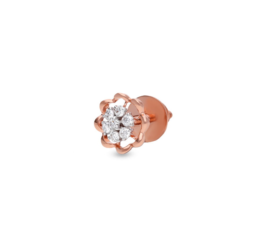 Elegant Round Diamond Rose Gold Nakshatra Stud Earrings