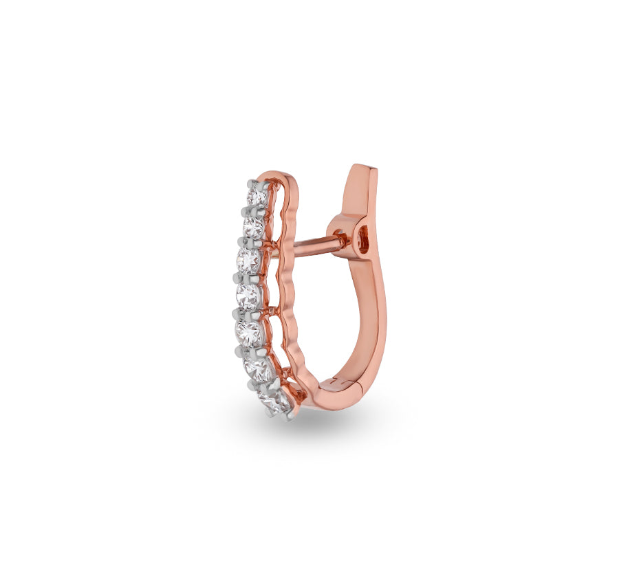 Eternity Gleam Round Natural Diamond Rose Gold Hoop Earrings