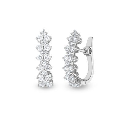 Spherical Eternity Round Diamond With Prong Set White Gold Hoop Earrings