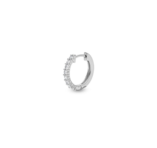 Round Natural Diamond With Prong Setting White Gold  Hoop Earrings