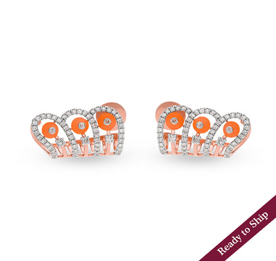 Synthetic Pink Stone Rose Gold Diamond Stud Earrings