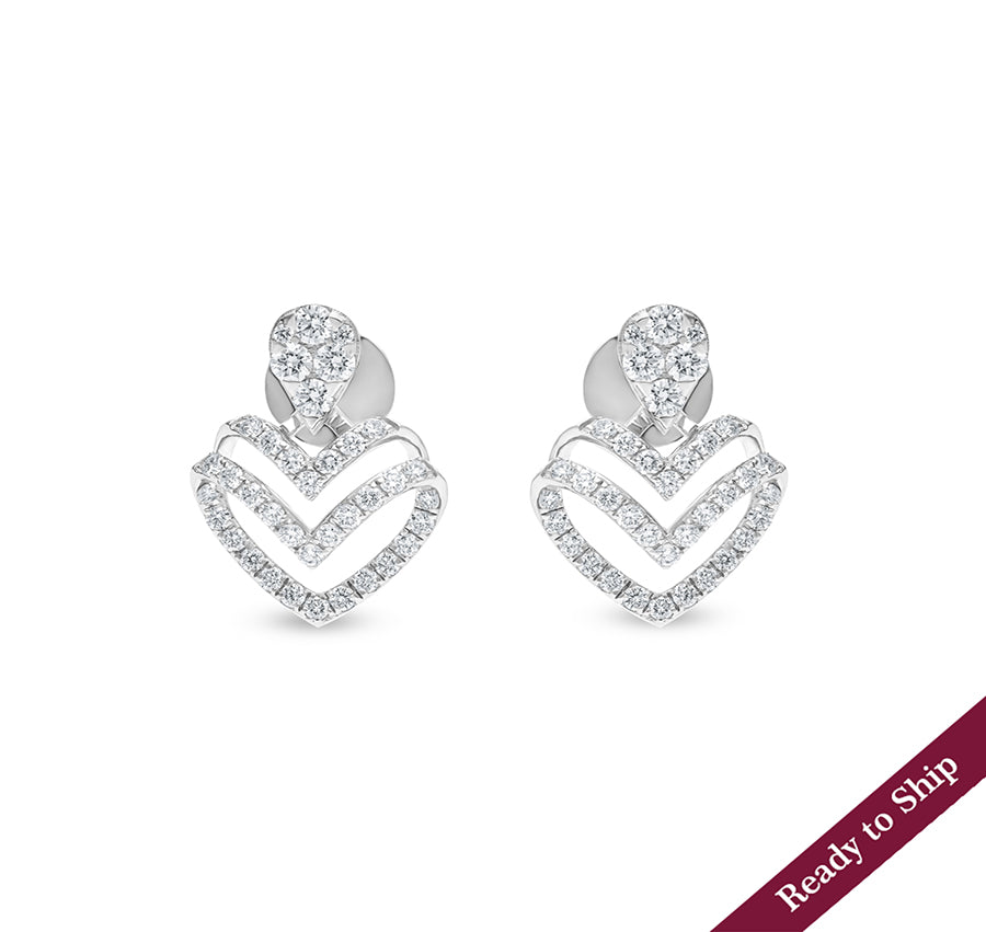 Dewdrop Heart Formosity White Gold Diamond Stud Earrings