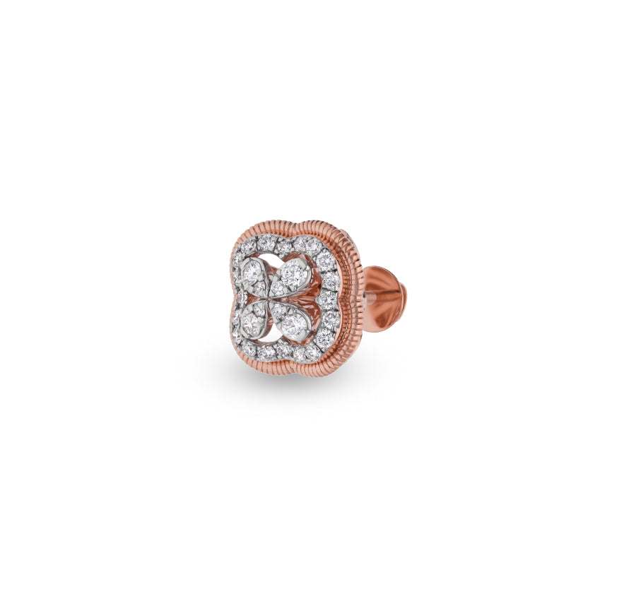 Round Diamond With Prong Setting Rose Gold Stud Earrings