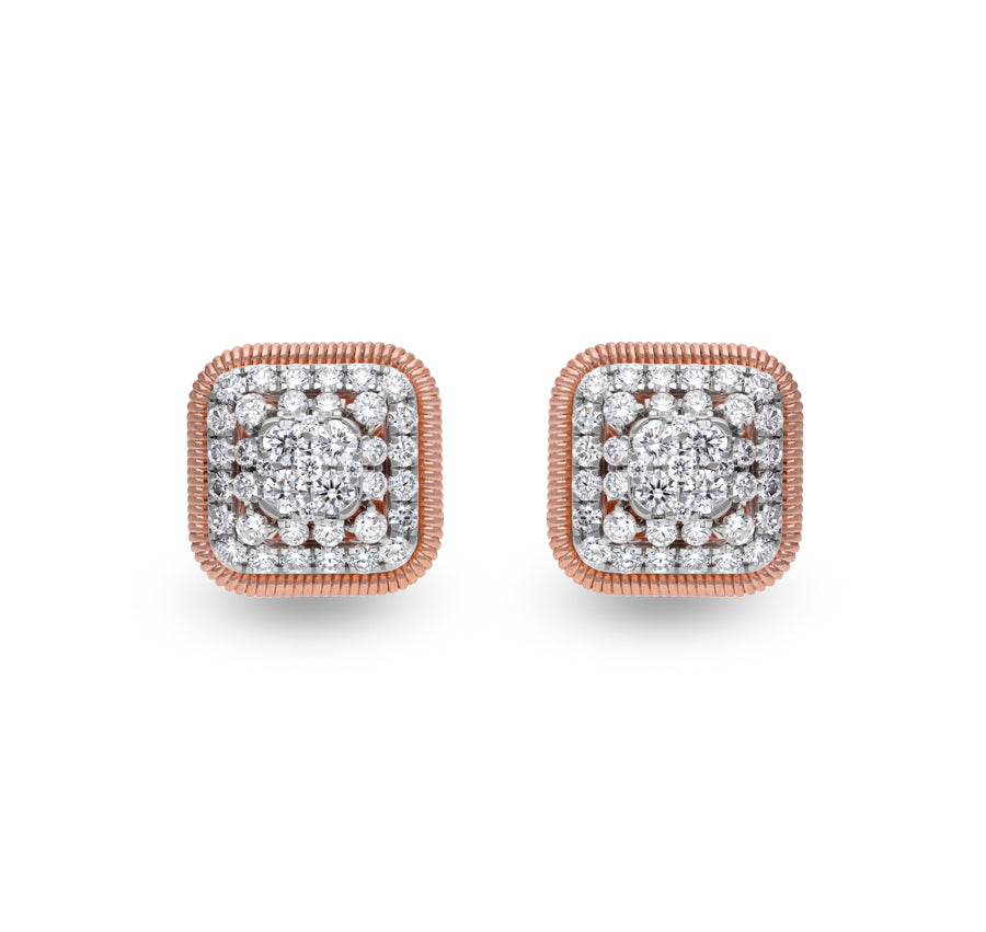 Cubic Specious Round Diamond Rose Gold Stud Earrings