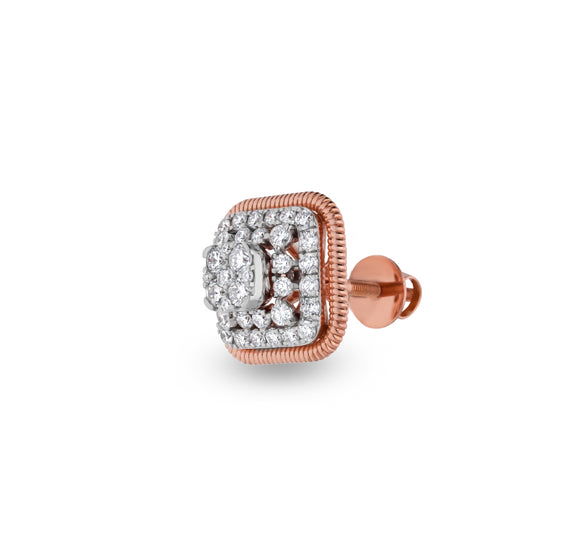 Cubic Specious Round Diamond Rose Gold Stud Earrings