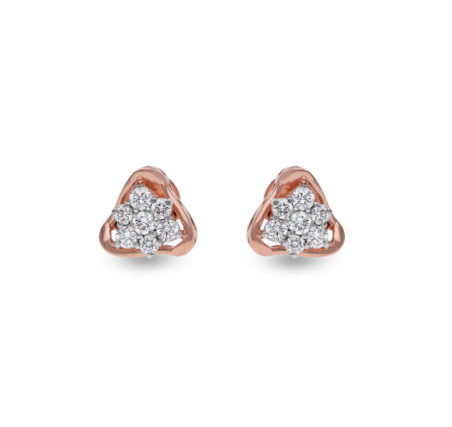 Polygon Enchanting  Rose Gold Diamond Stud Earrings
