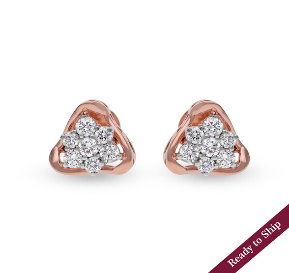 Polygon Enchanting  Rose Gold Diamond Stud Earrings