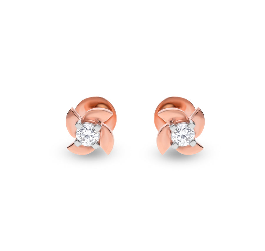 Sphere Delightful Rose Gold Diamond Stud Earrings