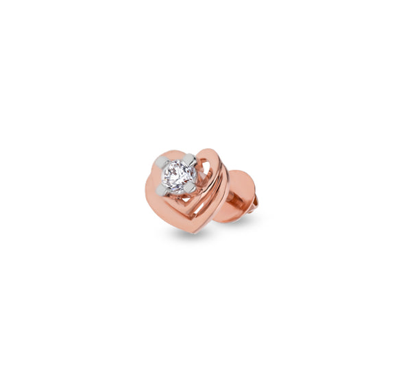 Elegant Holo Heart Shaped Rose Gold Diamond Stud Earrings