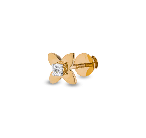 Floral Solitaire Enchanting Yellow Gold Diamond Stud Earrings