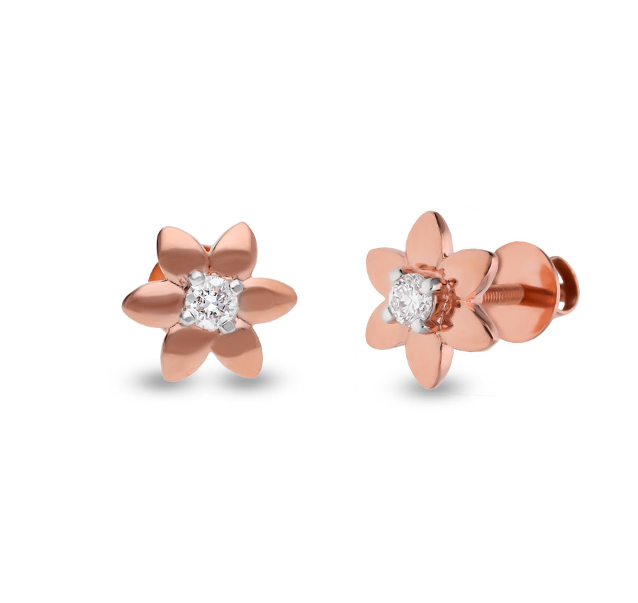 Bud Exquisite Rose Gold Diamond Stud Earrings