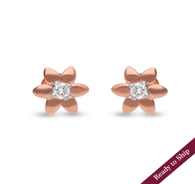 Bud Exquisite Rose Gold Diamond Stud Earrings