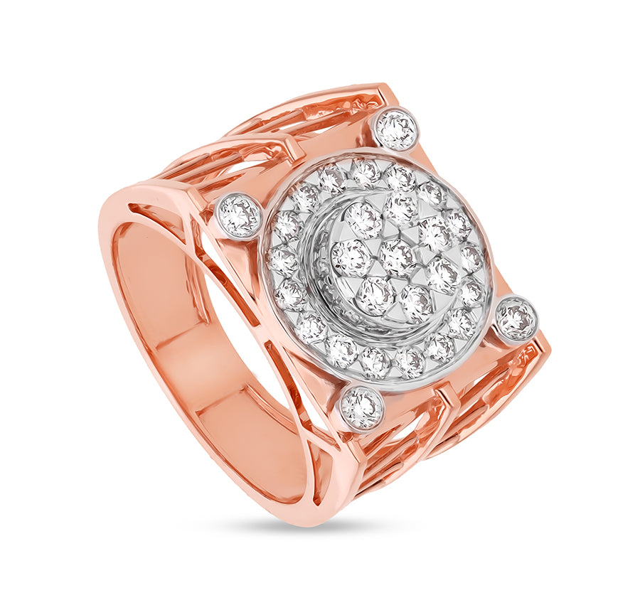 Round Natural Diamond With Prong Set Rose Gold Men Ring