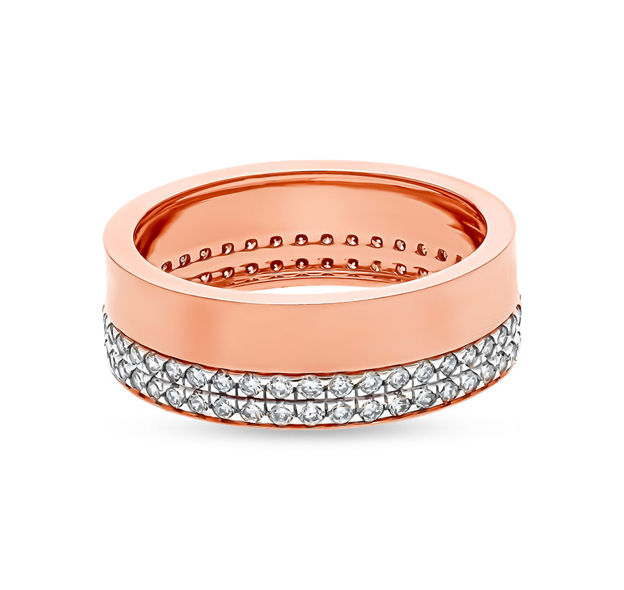 Round Natural Diamond With Pave Setting Rose Gold Men Band