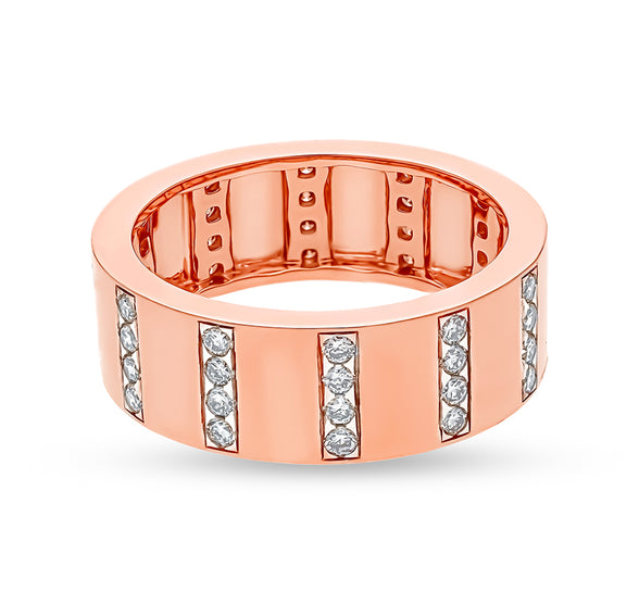 Round Natural Diamond Eternity Rose Gold Men Band