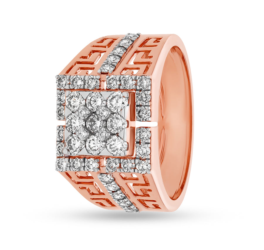 Textured Design With Natural Diamond Rose Gold Men Ring