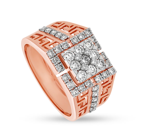 Textured Design With Natural Diamond Rose Gold Men Ring