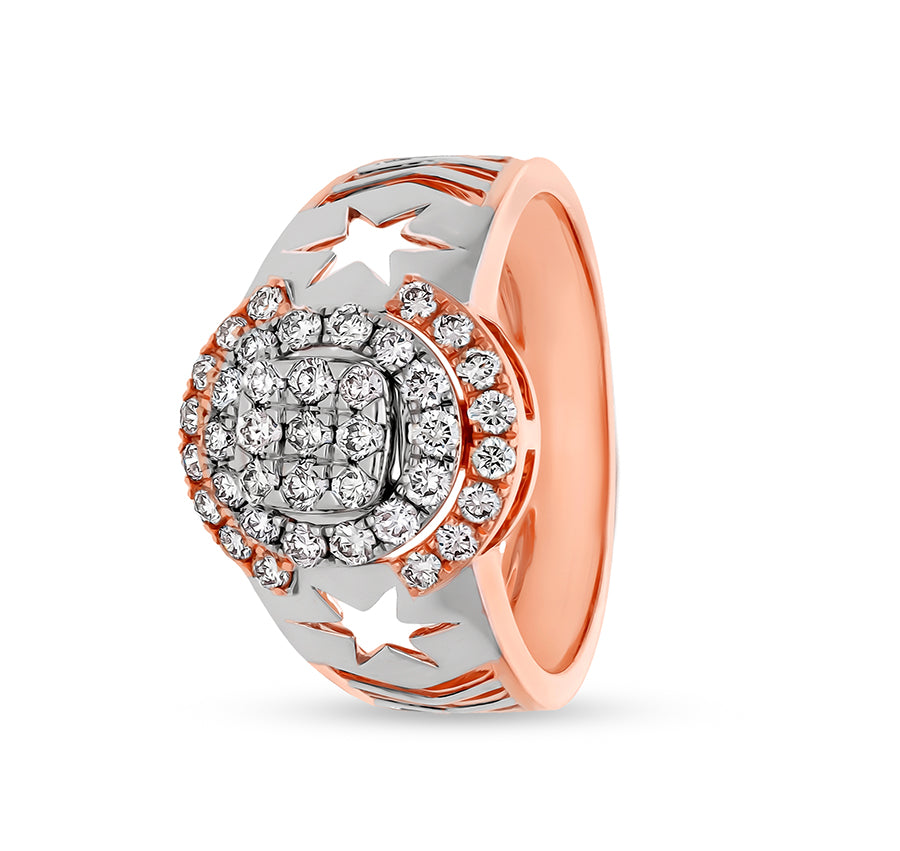Round Natural Diamond With Prong Setting Rose Gold Men Ring
