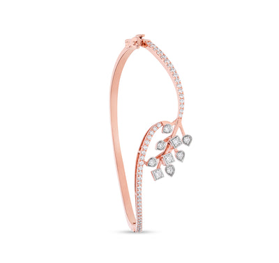 Leafs Interlaced Specious Round Natural Diamond Rose Gold Box Clasp Bracelet