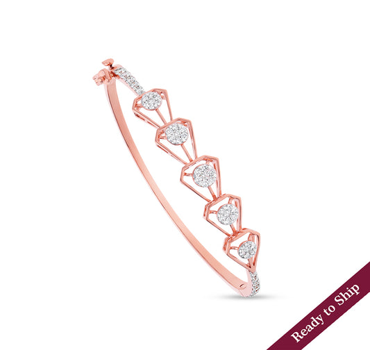 Diamond Shape Series Prong Setting Rose Gold Box Clasp Bracelet