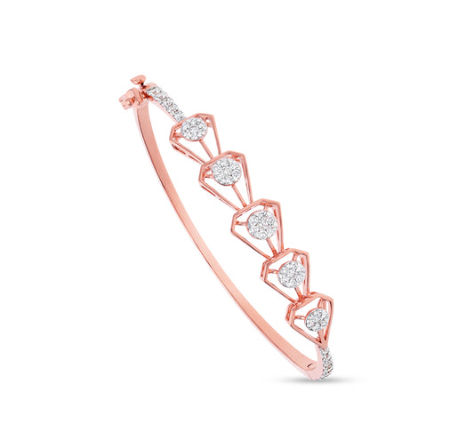 Diamond Shape Series Prong Setting Rose Gold Box Clasp Bracelet