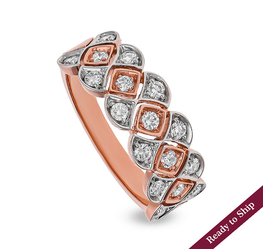 Round Natural Diamond With Prong Setting Rose Gold Casual Ring