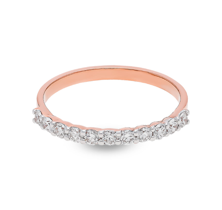 Round Shape Diamond With Prong Set Rose Gold Band