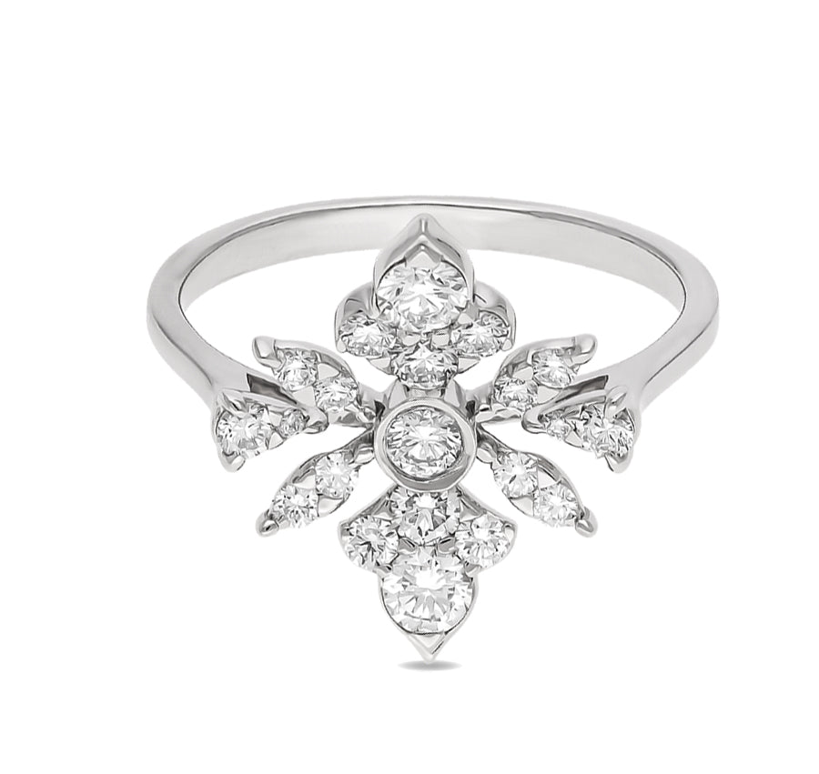 Round Natural Diamond With Prong Set White Gold Engagement Ring