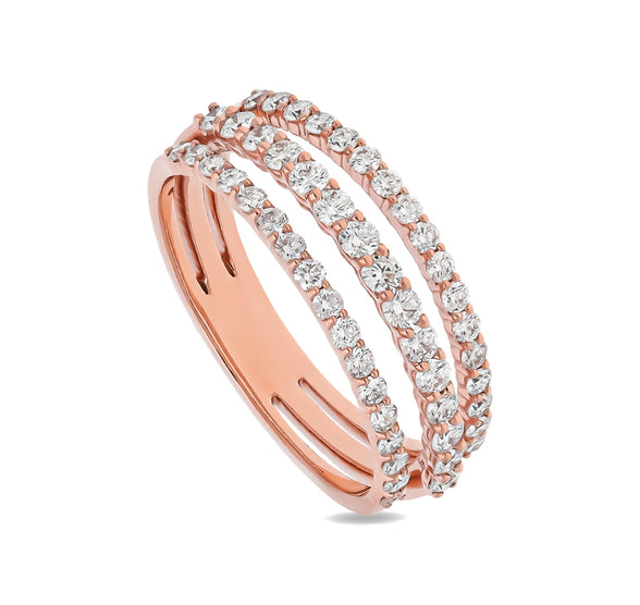 Round Natural Diamond With Prong Setting Rose Gold Casual Ring