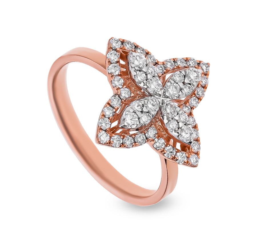 Marquise Field With Round Diamond Rose Gold Casual Ring