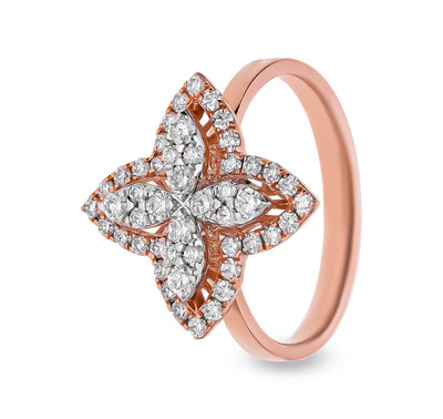 Marquise Field With Round Diamond Rose Gold Casual Ring