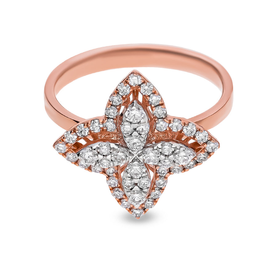 Marquise Field With Round Diamond Rose Gold Casual Ring