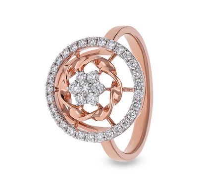 Circle Shape Round diamond With Prong Rose Gold Casual Ring