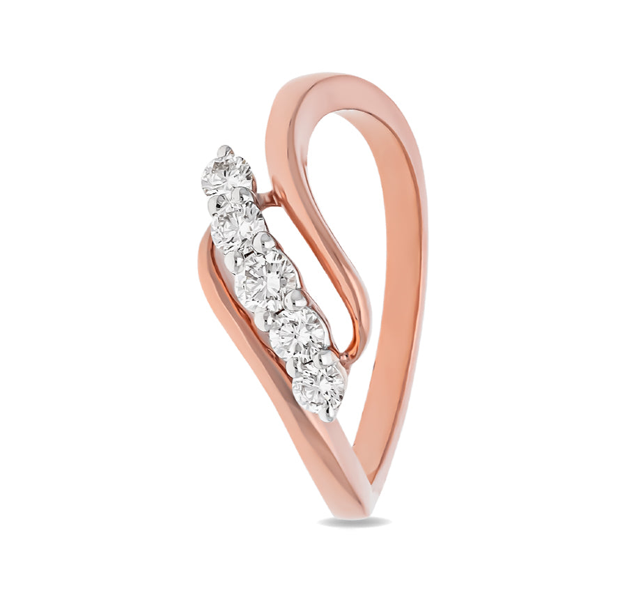 Awary Leaf Round Diamond With Prong Set Rose Gold Casual Ring