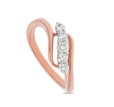 Awary Leaf Round Diamond With Prong Set Rose Gold Casual Ring