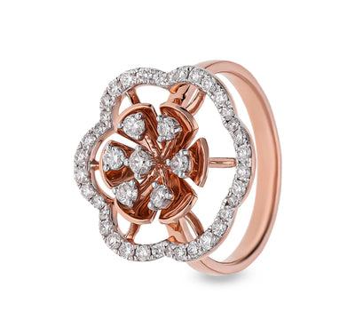 Navya Floral Round Diamond With Prong Set Rose Gold Engagement Ring