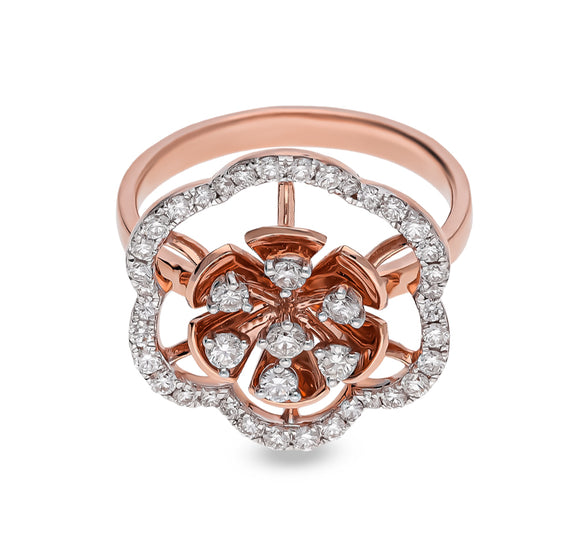 Navya Floral Round Diamond With Prong Set Rose Gold Engagement Ring