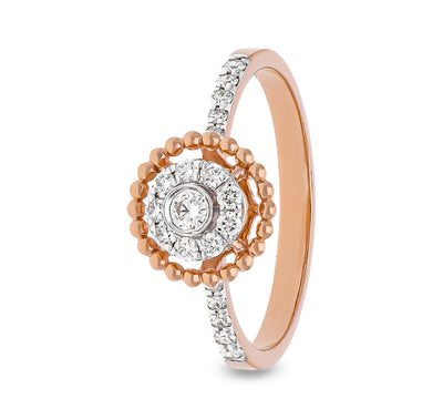 Milgrain Round Diamond With Prong Set Rose Gold Halo Ring