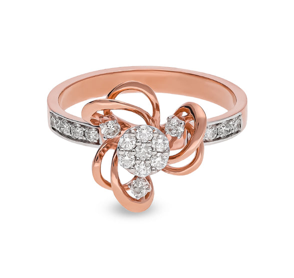 Flourish Floral  Round Diamond With Prong Set Casual Ring