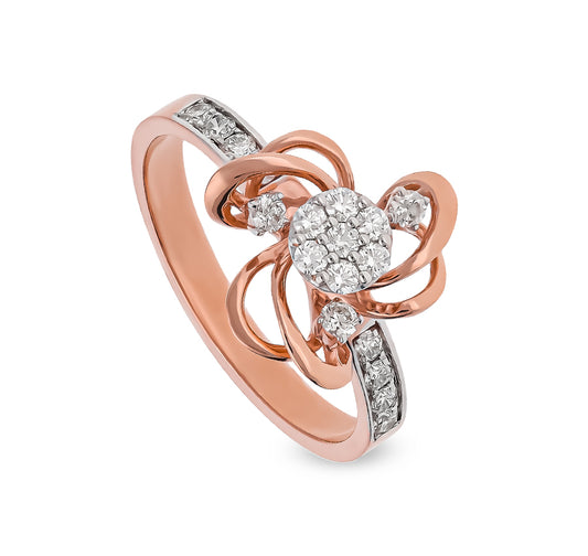 Flourish Floral  Round Diamond With Prong Set Casual Ring