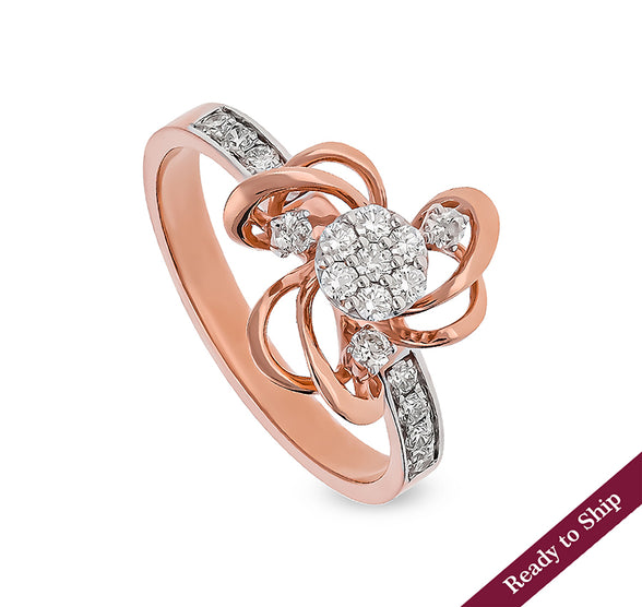 Flourish Floral  Round Diamond With Prong Set Casual Ring