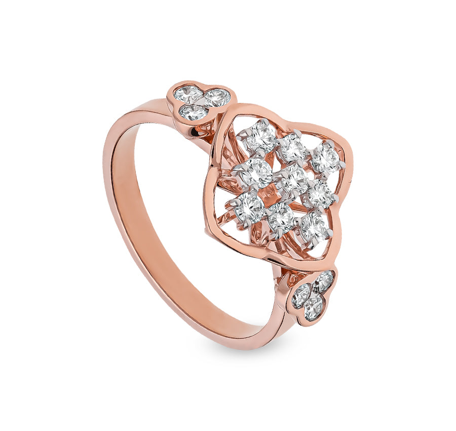 Round Natural Diamond With Prong Set Rose Gold Casual Ring