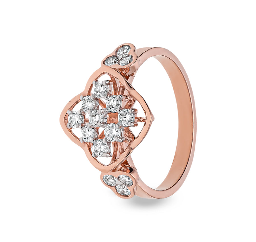 Round Natural Diamond With Prong Set Rose Gold Casual Ring