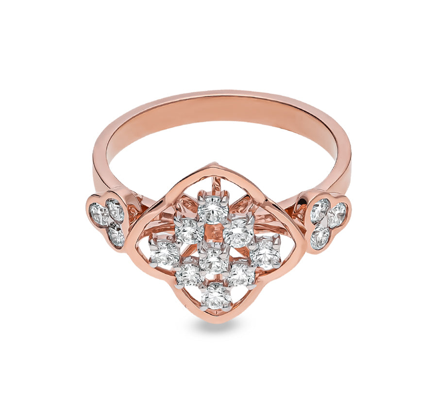 Studded Diamond With Prong Set Rose Gold Casual Ring