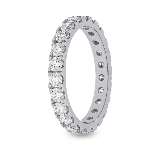 Round Natural Diamond With Prong Setting White Gold Women Band