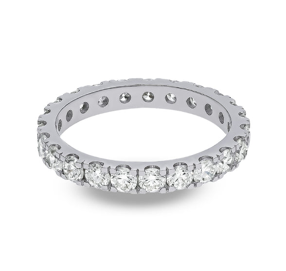 Round Natural Diamond With Prong Setting White Gold Women Band