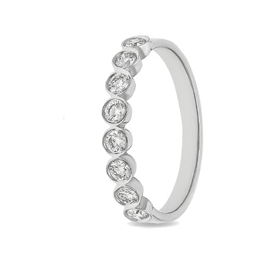 Round Shape Natural Diamond With Bezel Setting White Gold Band