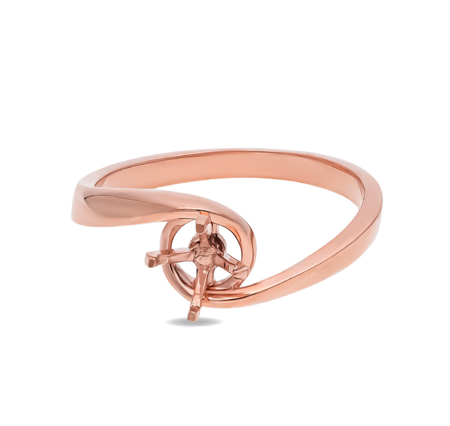 Solitaire Bypass Shank Rose Gold Semi Mount Ring