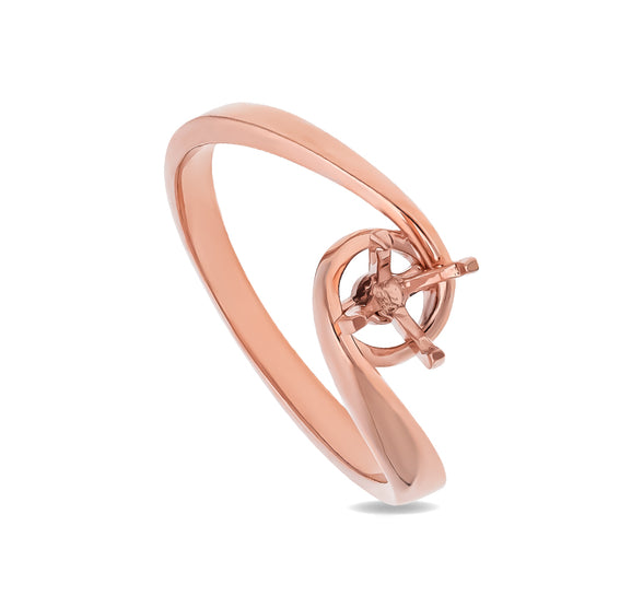 Solitaire Bypass Shank Rose Gold Semi Mount Ring